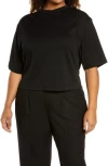 Vince Wide-sleeve Pima Cotton Crop Tee In Black