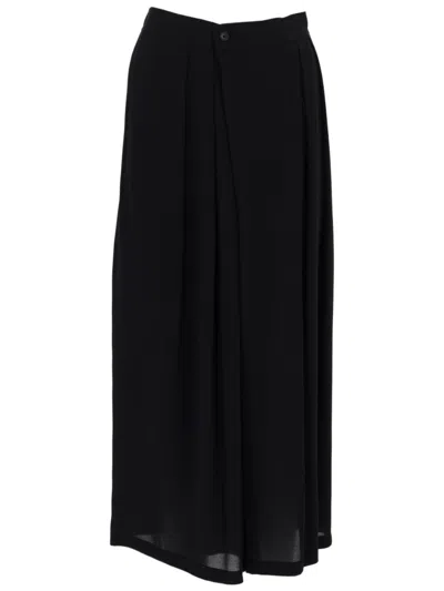 Vince Wide-leg Culottes With Pleated Detailing And Button Closure In Black
