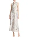 Vince Wild Flower Cowl Neck Halter Dress In White