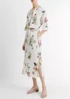 Vince Wilted Peony Pleated Side Tie Skirt In White In White