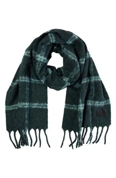 Vince Windowpane Brushed Scarf In Mineral Green