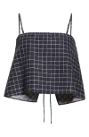 Vince Trellis Plaid Strapless Top In Black/cream