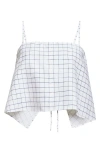 Vince Trellis Plaid Strapless Top In Off White/navy