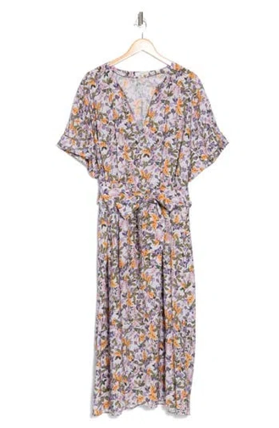 Vince Wisteria Vine Short Sleeve Dress In Violetta