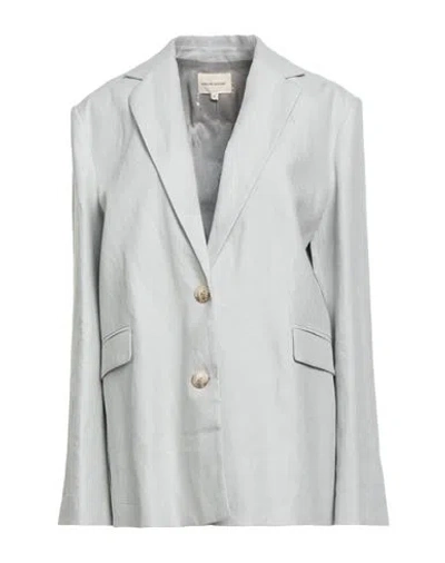 Vince . Woman Blazer Light Grey Size L Linen In Blue