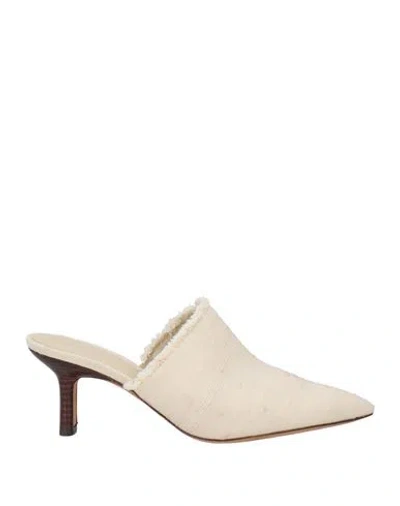 Vince . Woman Mules & Clogs Cream Size 9 Textile Fibers In White