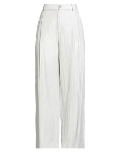 Vince . Woman Pants Light Grey Size 8 Cotton, Rayon, Linen In White