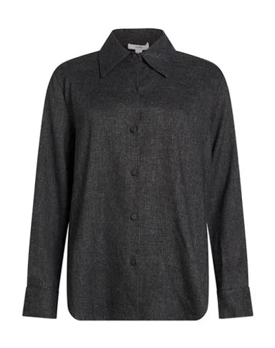 Vince . Woman Shirt Charcoal Size Xs Viscose, Linen, Wool, Elastane In Black