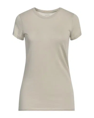 Vince . Woman T-shirt Khaki Size L Pima Cotton, Modal In Sand