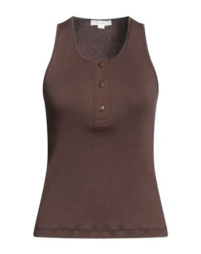 Vince . Woman Tank Top Chocolate Brown Size M Pima Cotton