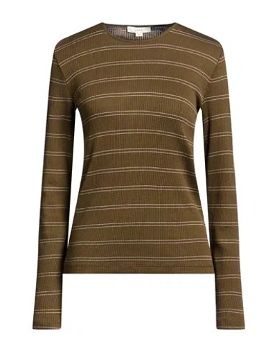 Vince . Woman T-shirt Military Green Size L Pima Cotton