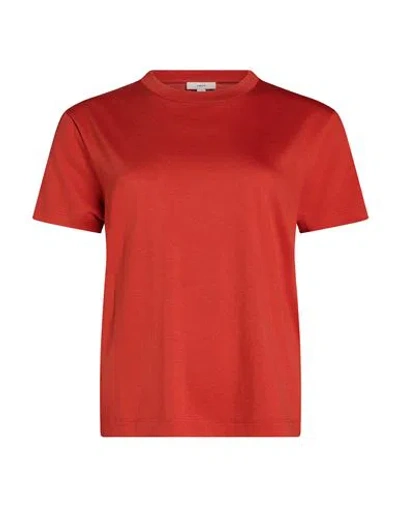 Vince . Woman T-shirt Rust Size M Pima Cotton In Red