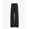 VINCE VINCE WOMEN'S 001BLK PRESSED-CREASE STRAIGHT-LEG MID-RISE WOVEN TROUSERS