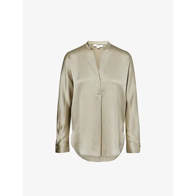 VINCE V-NECK RELAXED-FIT SILK BLOUSE