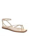 Vince Ali Metallic Crisscross Flat Sandals In Champagne