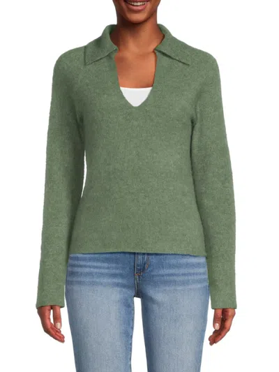 Vince Women's Alpaca Blend Polo Sweater In Green