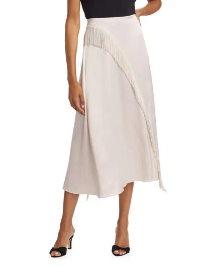 Vince Women's Asymmetric Fringe Midi Skirt In Sandstone