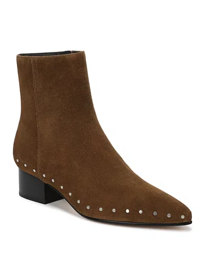 Vince August Pointed Toe Leather Bootie In Brown