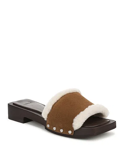 Vince Women's Barbara Shearling Studded Slide Sandals In Multi