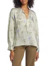 Shop Vince Women's Bellflower Silk Tie-neck Blouse In Mint Dust