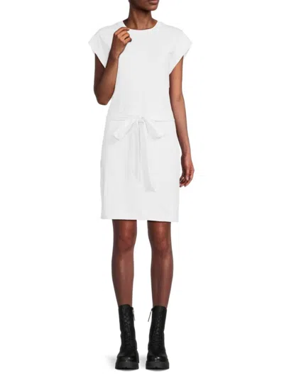 Vince Women's Belted Crewneck T Shirt Dress In Optic White