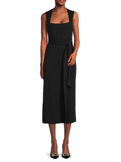 Vince Women's Belted Pima Cotton Midi Dress In Black