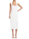 Vince Women's Belted Pima Cotton Midi Dress In Optic White