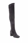 Vince Women Blythe Suede Leather Over The Knee Boots In Grey In Black