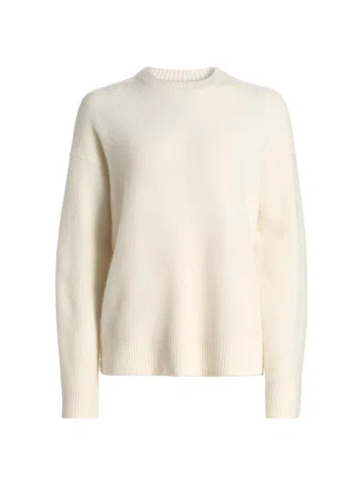 Vince Boiled Cashmere Crewneck Sweater In White