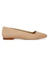 Vince Leah Leather Square-toe Ballerina Flats In Dune