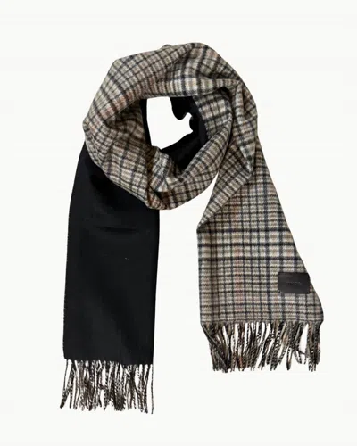 Vince Women's Cashmere Herringbone Plaid Solid Scarf In Cobblestone In Black