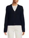 Vince Women's Chunky Wool & Cashmere Ribbed Cardigan In Artichoke
