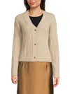 Vince Women's Chunky Wool & Cashmere Ribbed Cardigan In Beige