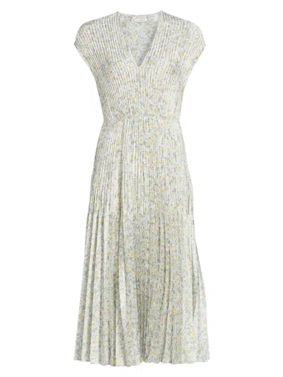 Vince Citrine Bloom Pleated Maxi Dress In Multi
