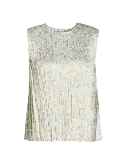 Vince Women's Citrine Bloom Pleated Top In Gray