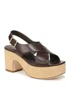 Vince Clementina Leather Crisscross Platform Sandals In Cacao Brown