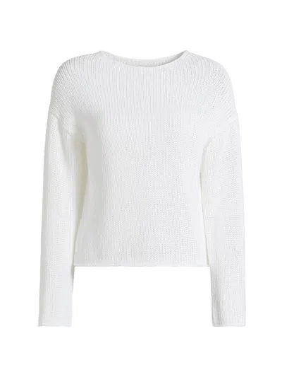 Vince Women's Coated Stretch-cotton Knit Sweater In White