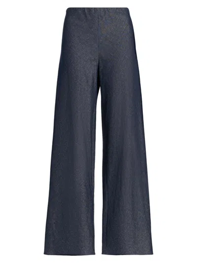 Vince Womens Indigo Colette Wide-leg High-rise Cotton-linen Trousers In Purple