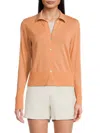 Vince Collared Button-down Shirt In Dark Apricot