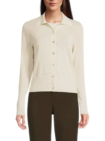 Vince Women's Collared Button Long-sleeve Top In Sand Glow