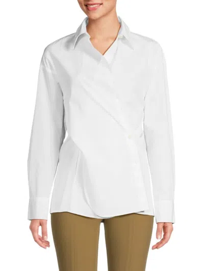Vince Women's Convertible Button Down Shirt In Optic White