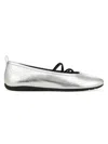 Vince Coralie Leather Ballet Flats In Silver