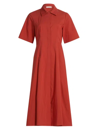Vince Women's Cotton A-line Midi Shirtdress In Pink