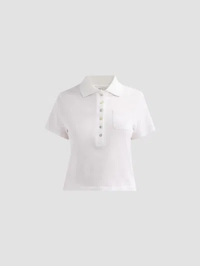 Vince Women's Cotton Crop Polo Top In White