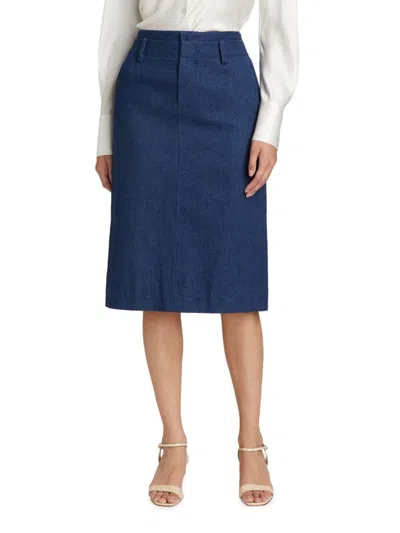Vince Women's Cotton Denim Pencil Midi-skirt In Blue