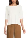 Vince Women's Cotton Linen Relaxed Top In Off White