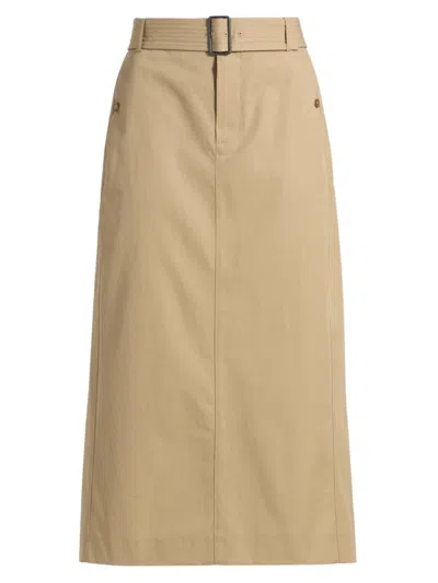 Vince Women's Cotton Pencil Midi-skirt In Brown