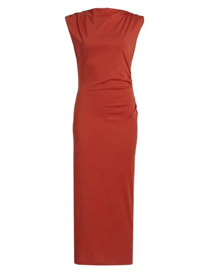 Vince Women's Cowlneck Cotton Midi-dress In Brown