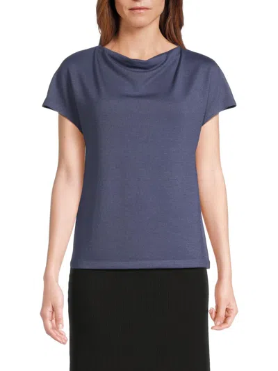 Vince Women's Cowlneck Short-sleeve Top In Blue