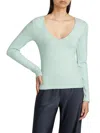 Vince V-neck Knit Top In Green